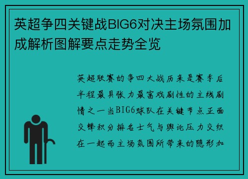 英超争四关键战BIG6对决主场氛围加成解析图解要点走势全览 英超争四关键战BIG6对决主场氛围加成解析图解要点走势全览